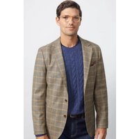 Men's Brown Plaid Blazer with Notch Lapel