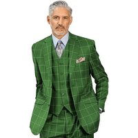 Veste de costume verte Plaid-8888 d'AlbertoNardoniStore