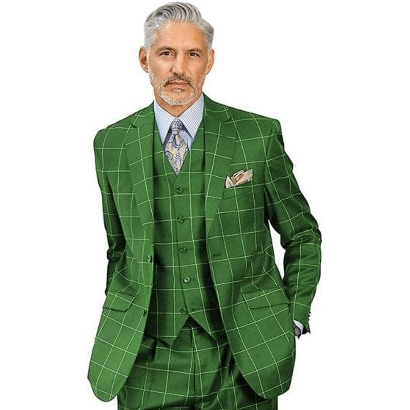 Veste de costume verte Plaid-8888 d'AlbertoNardoniStore — Accessoires de mode