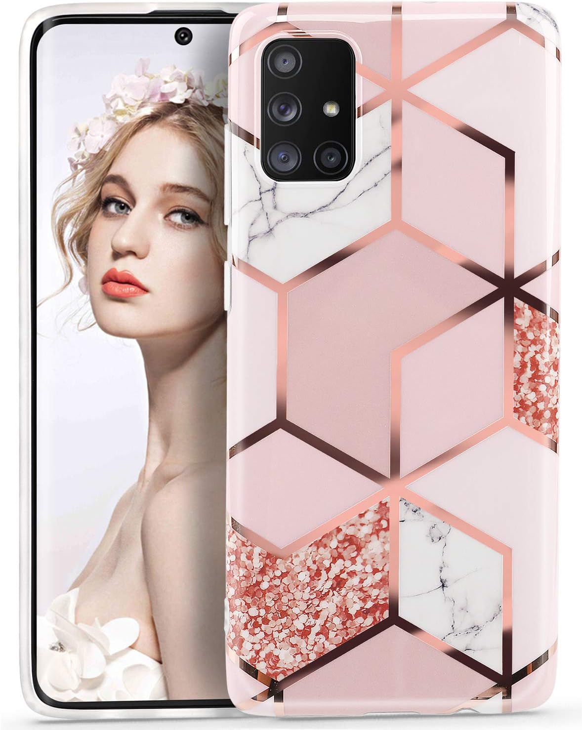 Samsung A71 Case Rose Gold Marble Design Ultra Slim TPU Cover — Phone Case