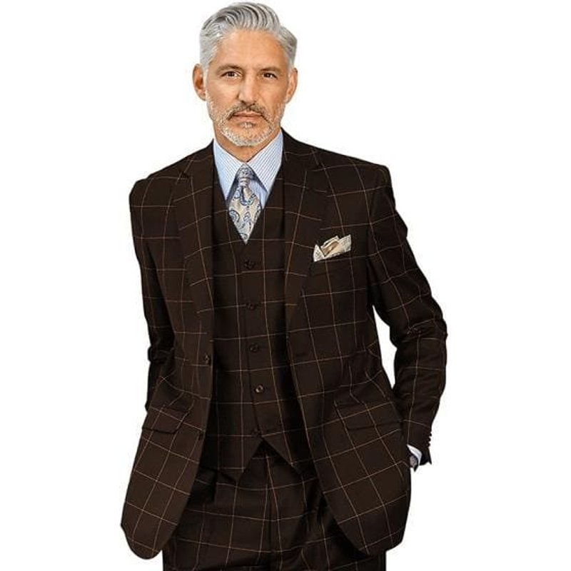 Veste Brune 2 Boutons AlbertoNardoniStore Plaid-8888 — Accessoires de mode