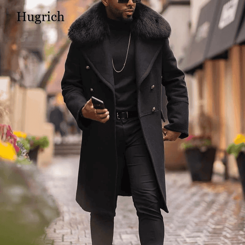 Manteau Noir pour Homme avec Col en Fourrure d'AlbertoNardoniStore — Veste d'hiver Hommes