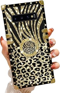 Galaxy S10E Phone Case with Kickstand Ring and Leopard Print Design