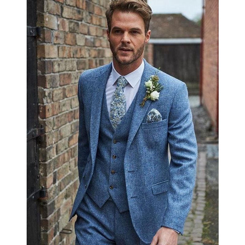 Veste en Tweed Bleu Clair pour Hommes Alberto Nardoni