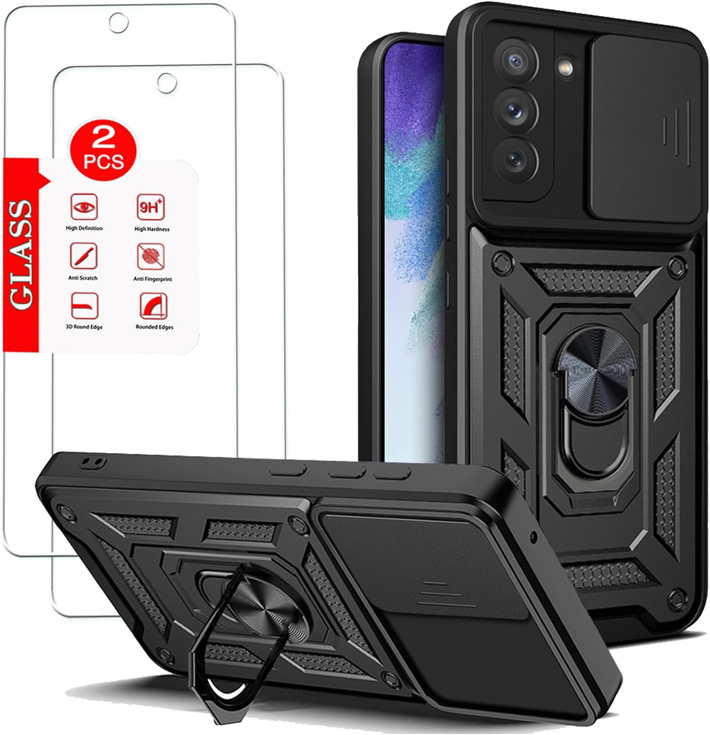 Étui pour Samsung Galaxy S21 FE avec protecteurs d'écran en verre trempé — Coque de téléphone