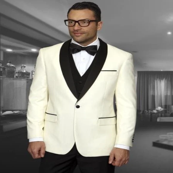 1 Button Off-White Dinner Jacket by AlbertoNardoniStore