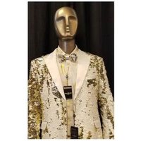White and Gold Tuxedo Dinner Jacket with Bowtie - Men's Suit — Mens Suits & Blazers