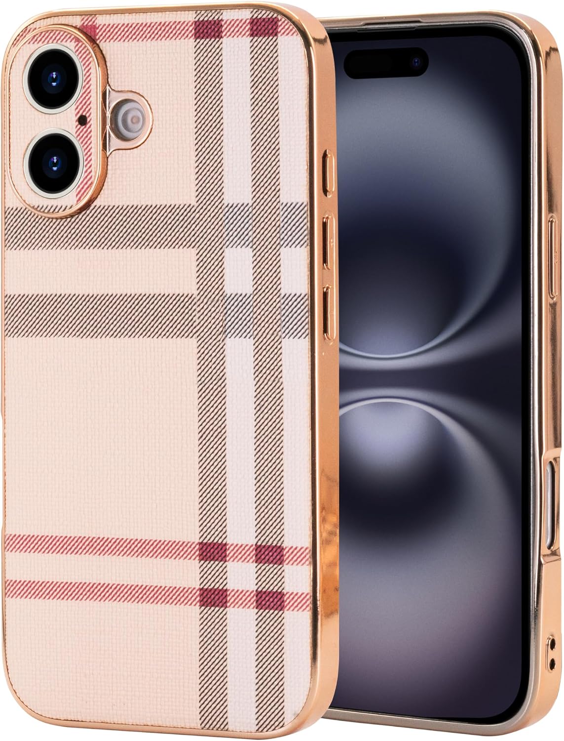 Coque pour iPhone 16, Cuir de Mode avec Protection Antichoc en TPU Souple — Coque de téléphone