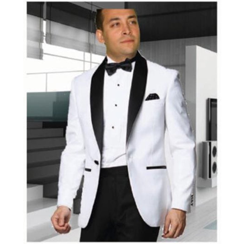Blanc Tuxedo- Veste de dîner Blazer — Costumes et vestons pour hommes