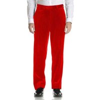 Hot Red Velvet Flat Front Modern Fit Pant — Fashion Accessories