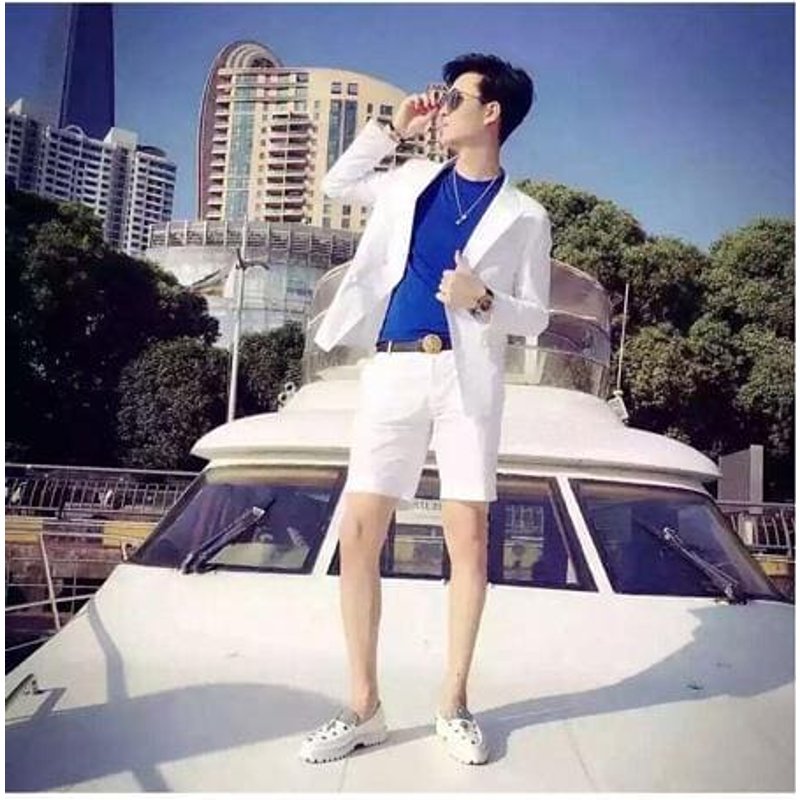 Blazer Blanc pour Homme avec Short — Costumes et vestons pour hommes