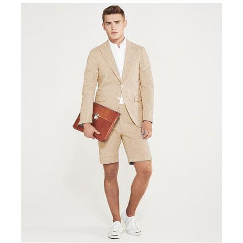 Blazer pour hommes camel avec shorts - Coupe ajustée