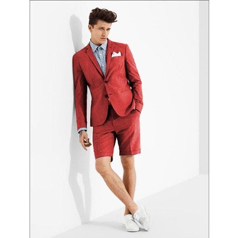 Mens Red Blazer with Shorts