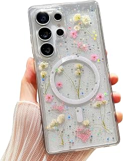 Coque Samsung Galaxy S25 Ultra avec Fleurs Réelles et Protection Antichoc