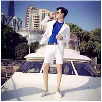 Mens Two Piece White Suit Set