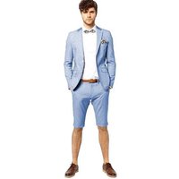 Mens Light Blue Two Piece Suit with Short Pants — Mens Suits & Blazers