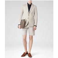 Mens Tan Two Piece Suit Set with Short Pants
