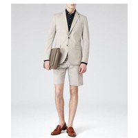 Mens Beige Two Piece Suit Set with Short Pants — Mens Suits & Blazers
