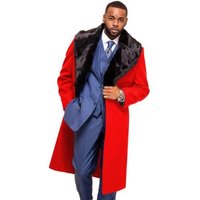 Pardessus en col en fourrure rouge pour hommes