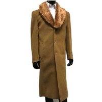 AlbertoNardoniStore Men's Wool Overcoat with Fur Collar — Winter Jacket Men