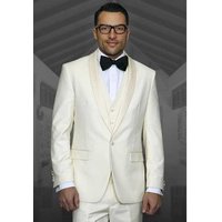 Alberto Nardoni Men's 1 Button Ivory Cream Tuxedo — Mens Suits & Blazers
