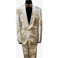 Ivory and Gold Tuxedo Suit for Men