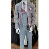 Gray and Burgundy Suit by AlbertoNardoniStore