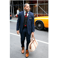 Men's Blue Suit with Black Vest