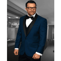 Men's Blue Suit with Black Vest — Mens Suits & Blazers