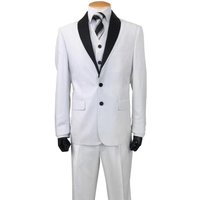 Men's 2 Button Sharkskin Tuxedo with Satin Shawl in White