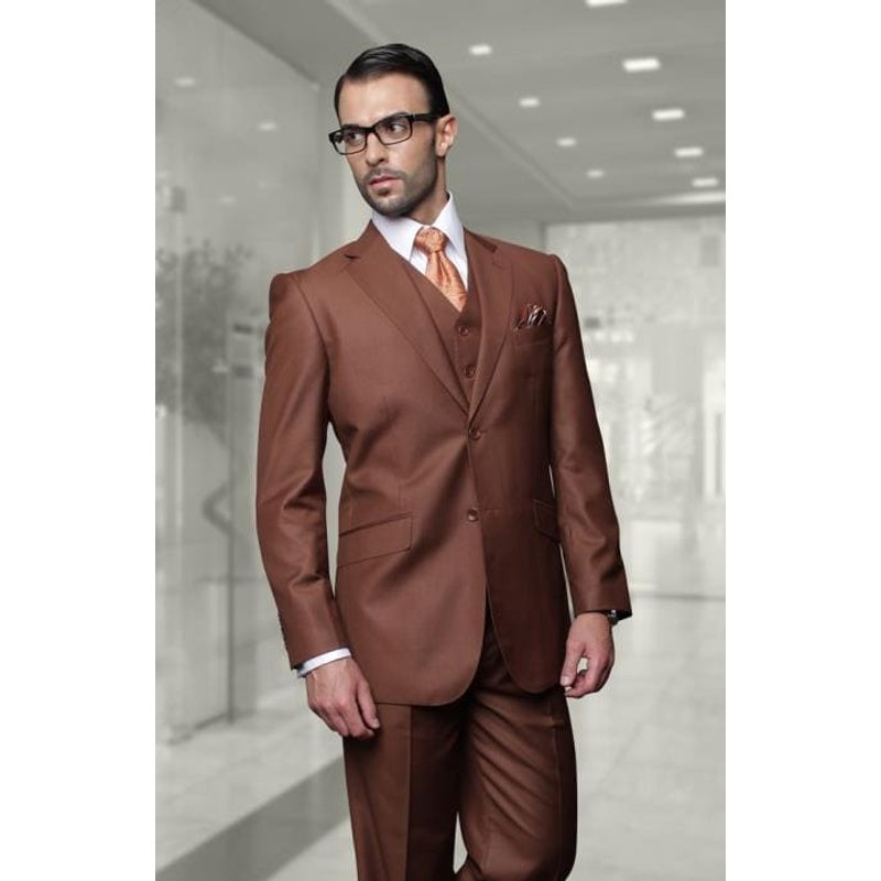 Des costumes gros et gros 3 pièces pas cher - costume brun — Costumes et vestons pour hommes