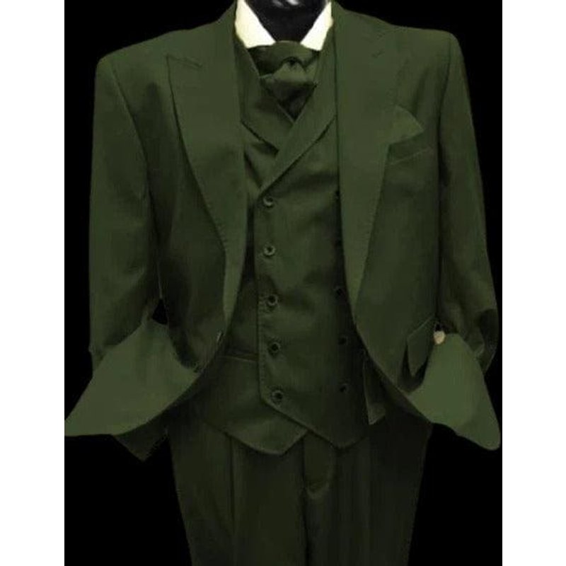 Alberto Nardoni Big and Tall 3 Piece Olive Suit — Mens Suits & Blazers