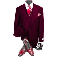 Alberto Nardoni Store Big and Tall 3 Piece Burgundy Suit