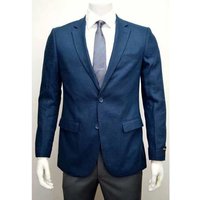 Men's Blue Linen Two Button Blazer - Casual Dress Jacket