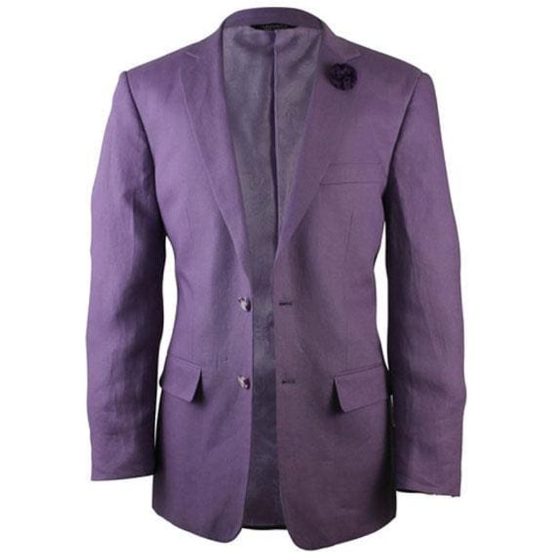 Alberto Nardoni Men's Purple Linen Two Button Blazer — Mens Suits & Blazers