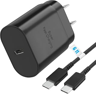 Bloc de chargement USB C Galaxy S25 S24 25W PD avec câble de 6 pi
