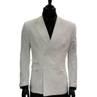 Alberto Nardoni Men's Double Breasted White Linen Blazer — Mens Suits & Blazers
