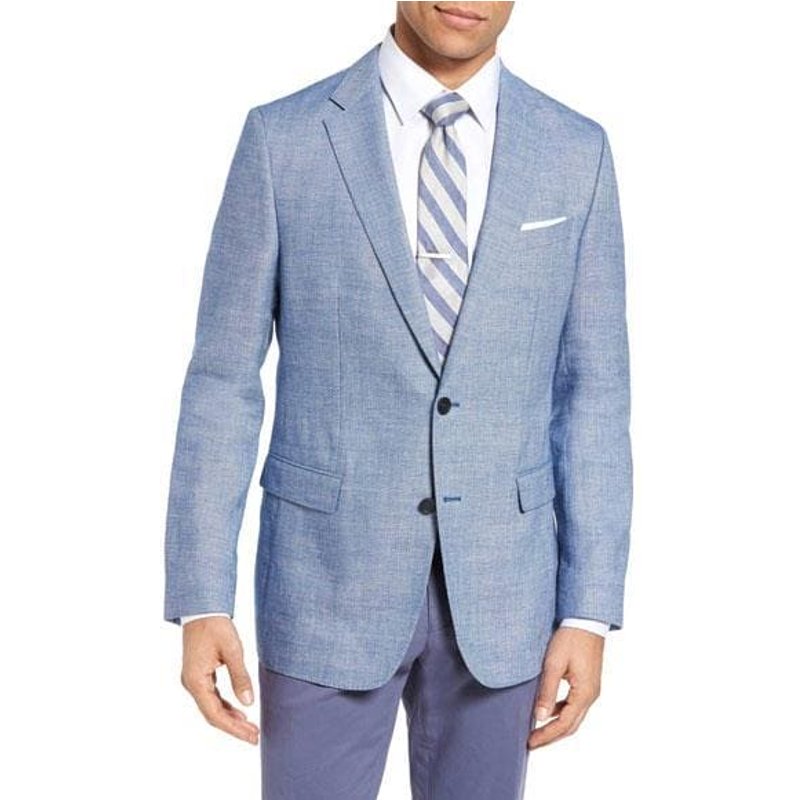 Blazer léger pour hommes bleu vif en lin — Costumes et vestons pour hommes