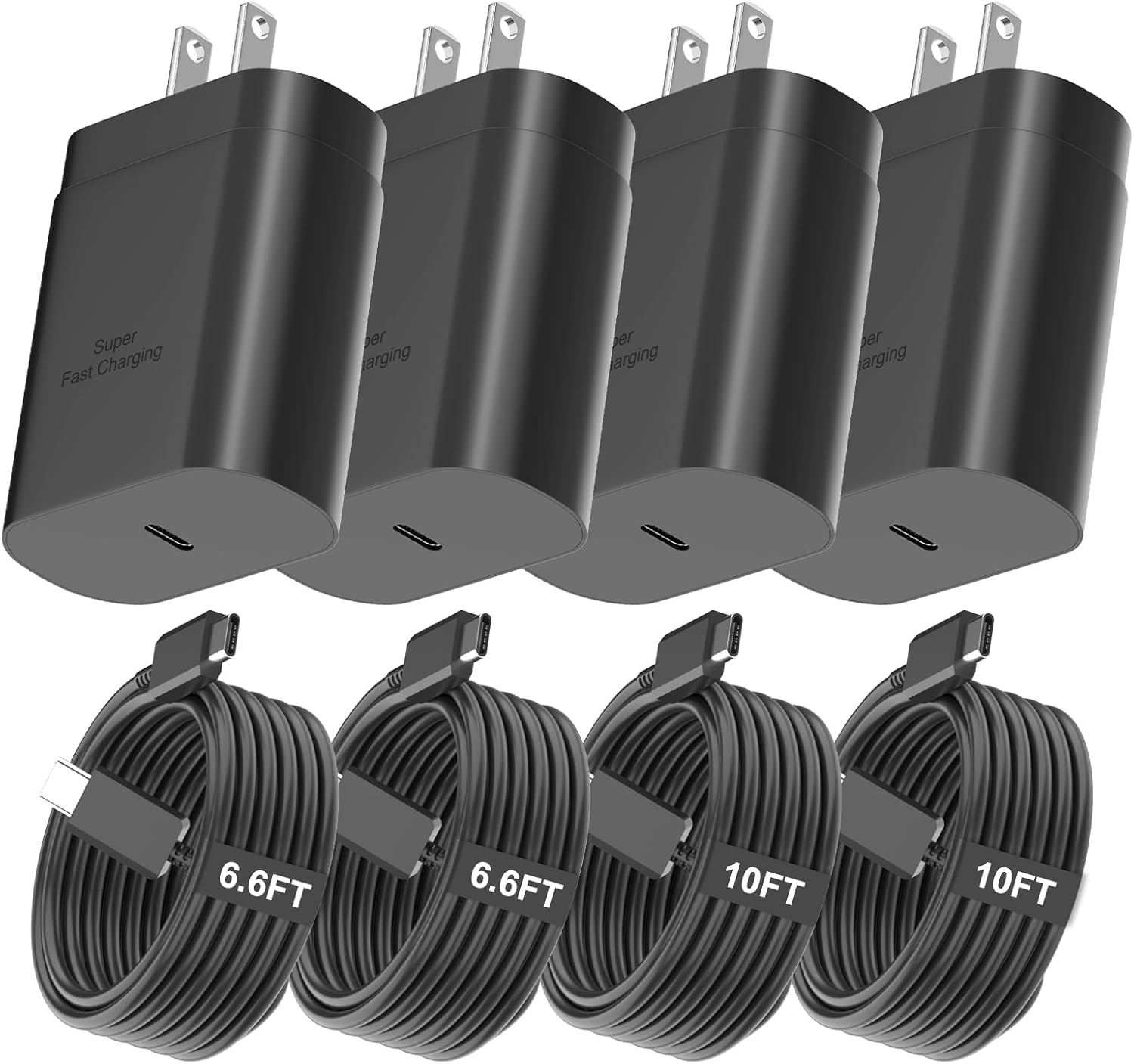 Chargeur rapide Samsung Type C 4 pièces avec câbles longs — Chargeur Rapide Usb C