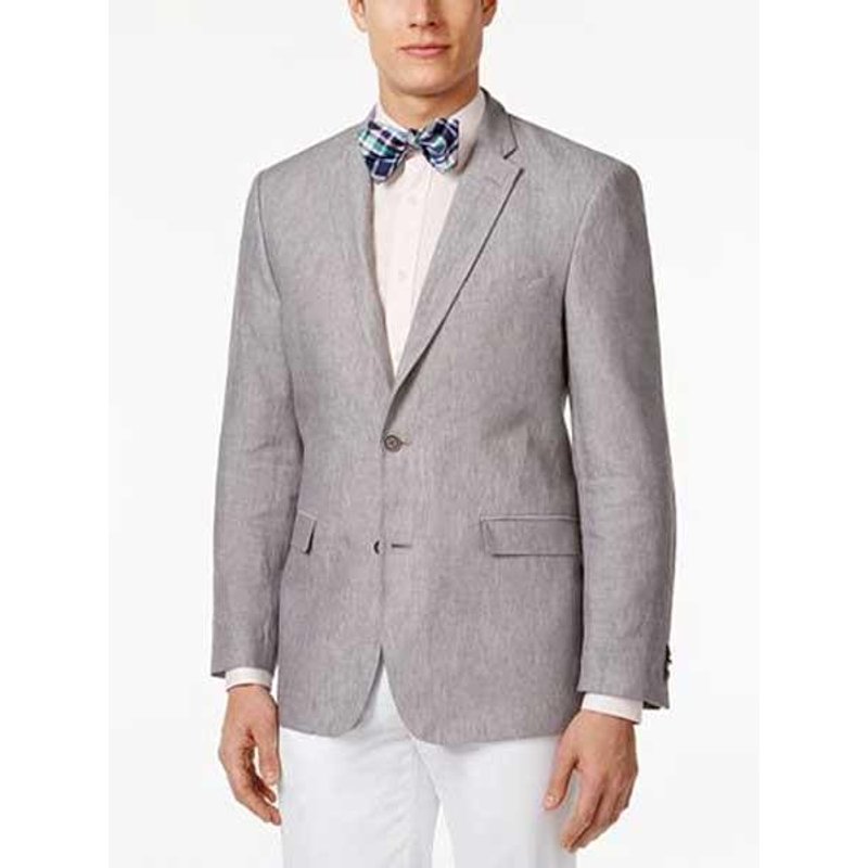 Veste en lin pour hommes à 2 boutons, coupe classique, grise — Costumes et vestons pour hommes