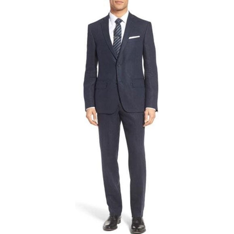 Blazer décontracté pour homme en lin 100 % bleu marine — Costumes et vestons pour hommes