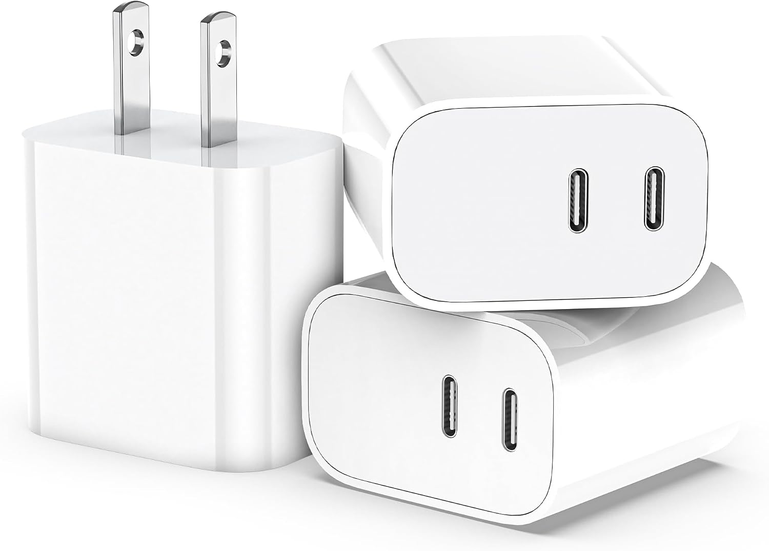 Bloc chargeur USB C, ensemble de 3 chargeurs muraux à double port, 20W — Chargeur Rapide Usb C