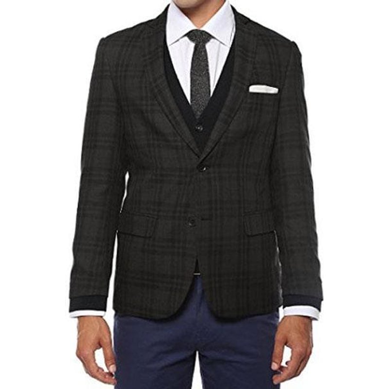 Veste Plaid Charbon Ajustée Ferrecci pour Hommes