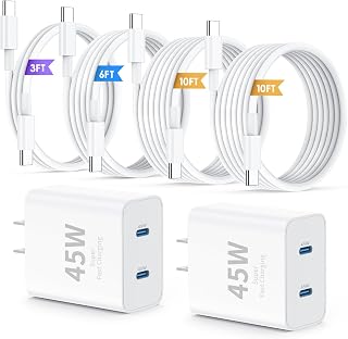 QZIIW Bloc de Chargeur Rapide USB-C à Double Port de 45W pour iPhone 15 16 17 Pro
