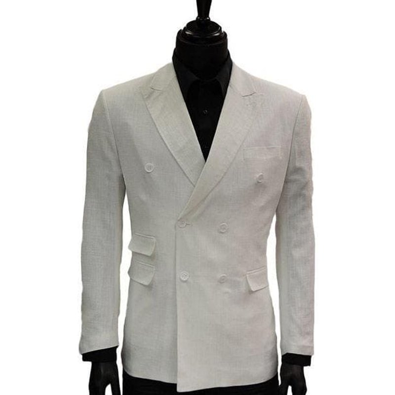Blazer pour hommes Alberto Nardoni à double boutonnage en lin blanc — Costumes et vestons pour hommes