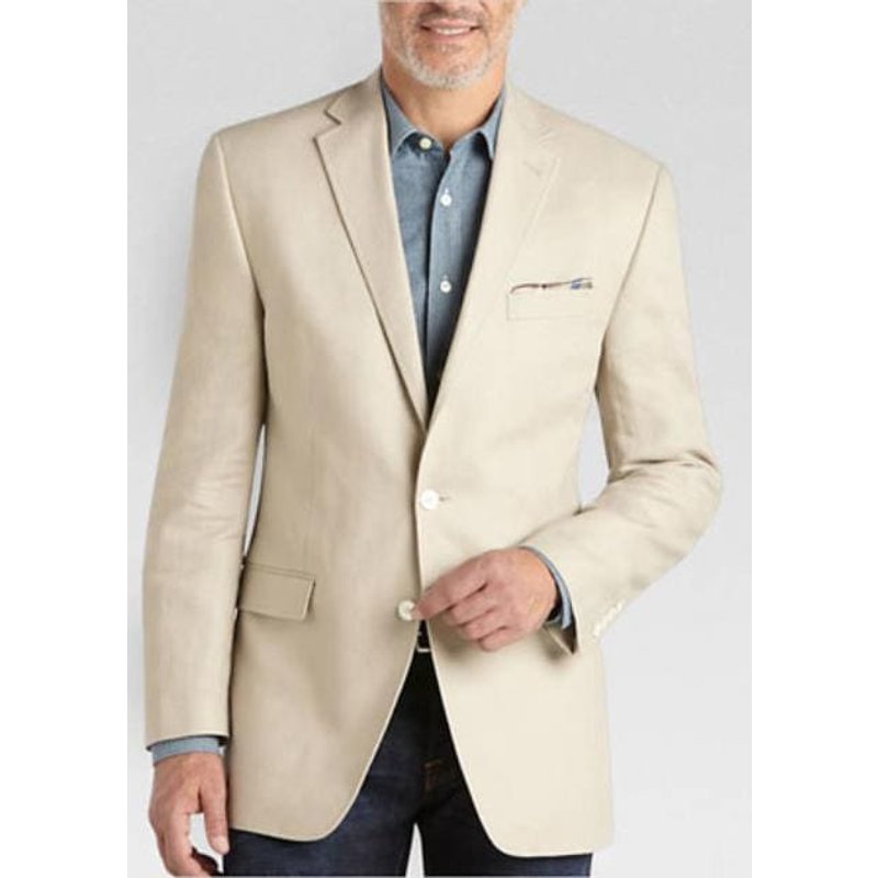 Alberto Nardoni Men's Summer Blazer 2 Button Linen Sport Coat Tan — Mens Suits & Blazers