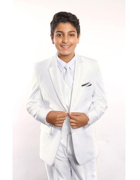 Costume Blanc 5 Pièces pour Garçons pour Mariages et Événements Formels — Costumes et vestons pour hommes