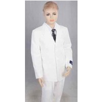 Boy's 2 Piece White Suit with Three Button Jacket