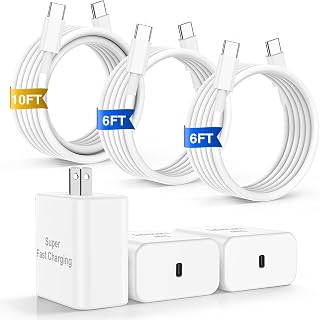Chargeur 17 16 Pro Max 45W Chargeur Rapide USB C avec 3 Câbles