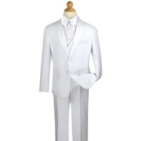 Boy's White 2 Piece Suit with Three Button Jacket — Mens Suits & Blazers